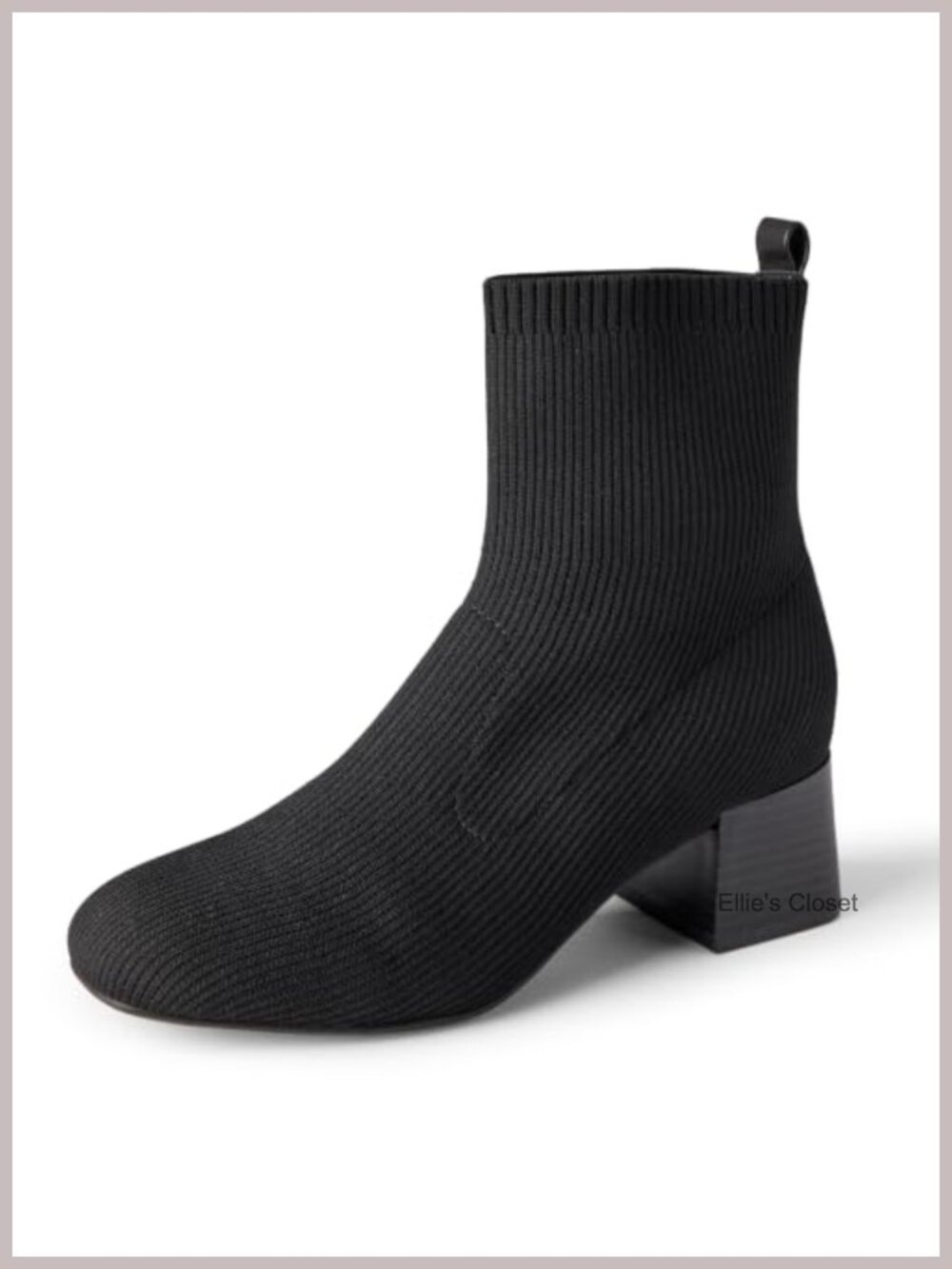 Women's Knit Stretch Block Heel Ankle Boots Memory Foam Pull On